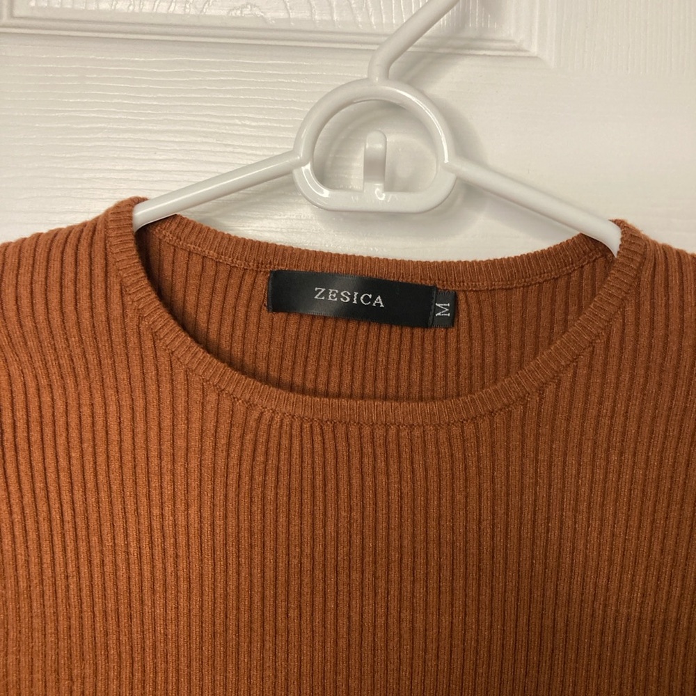 ZESICA Rust Ribbed Knit Top - Picture 3 of 7